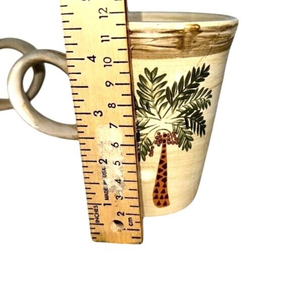 Set Of 2 Home Trends Palm Tree Ceramic Mugs Beige & Brown Design 4.5" Tall Dishw - Picture 7 of 7
